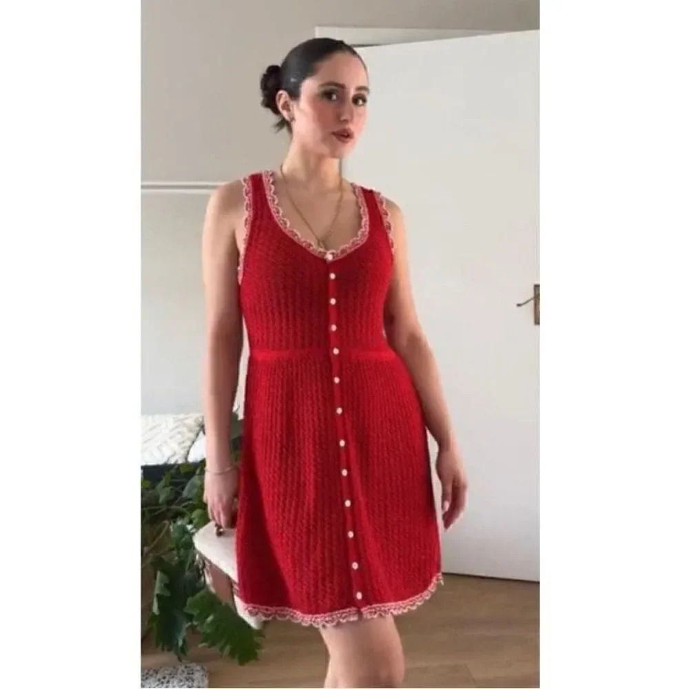 ZARA POINTELLE KNIT MINI DRESS - Picture 2 of 8